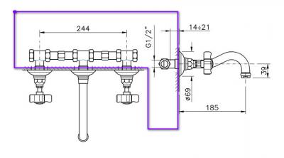 ™ Nicolazzi C1477DX Встраиваемая часть для смесителя со стены