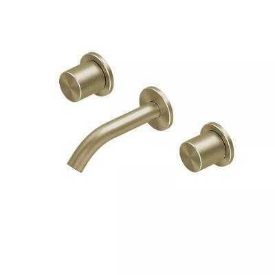QuadroDesign HUM 2410VOC Смеситель для раковины на 3 отверстия из стены с запорными вентилями, цвет Light Gold