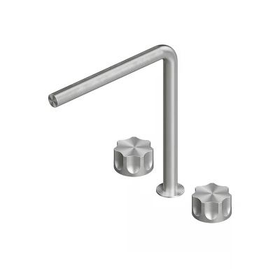 QuadroDesign MODO 1732VAS Смеситель для раковины на 3 отверстия из столешницы с запорными вентилями 259mm, цвет Brushed Stainless Steel