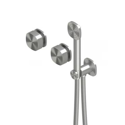 QuadroDesign SUPER 2268TAS Группа смесителей из стены на два потребителя, Brushed Stainless Steel