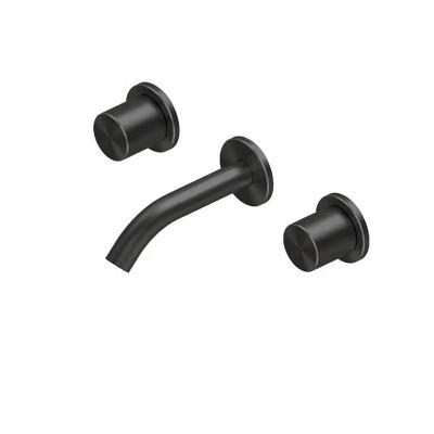QuadroDesign HUM 2410VON Смеситель для раковины на 3 отверстия из стены с запорными вентилями, цвет Black Gold