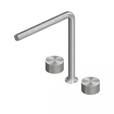 QuadroDesign STEREO 1632VAS Смеситель для раковины на 3 отверстия из столешницы с запорными вентилями 259mm, цвет Brushed Stainless Steel