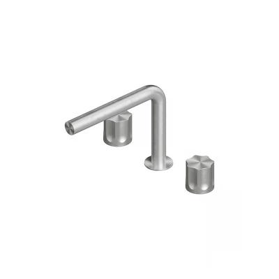 QuadroDesign MODO 1707VAS Смеситель для раковины на 3 отверстия из столешницы с запорными вентилями диаметр ручки 43мм, цвет Brushed Stainless Steel