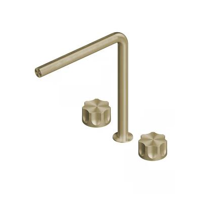 QuadroDesign MODO 1732VOC Смеситель для раковины на 3 отверстия из столешницы с запорными вентилями 259mm, цвет Light Gold