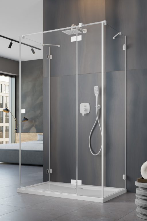 Essenza Pro White KDJ+S Door 90 Right Białe/Przejrzyste