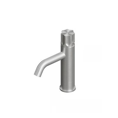 QuadroDesign MODO 1703TAS Смеситель для раковины на 1 отверстие из столешницы 201mm, цвет Brushed Stainless Steel