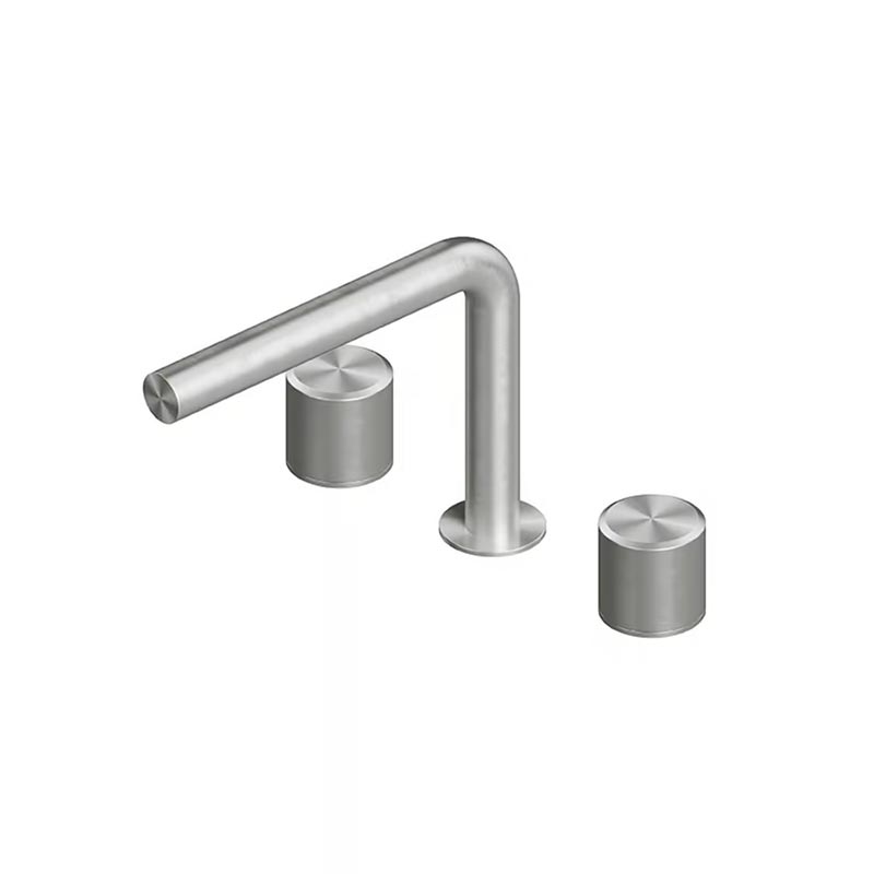 QuadroDesign STEREO 1607VAS Смеситель для раковины на 3 отверстия из столешницы с запорными вентилями диаметр ручки 43мм, цвет Brushed Stainless Steel