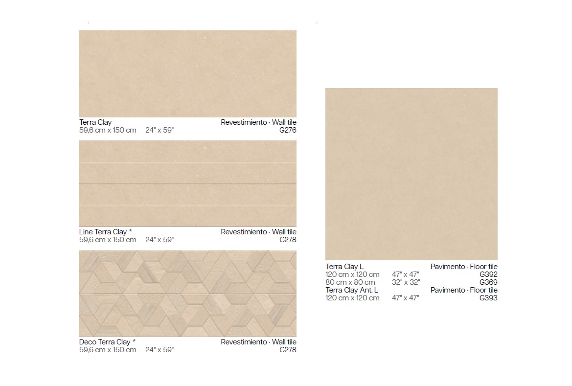 Керамическая плитка  PORCELANOSA TERRA CLAY DECO 59.6х150 G-278