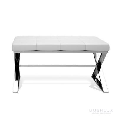 Decor Walther Bench Скамейка 81x41x43см, экокожа, цвет: хром/белый