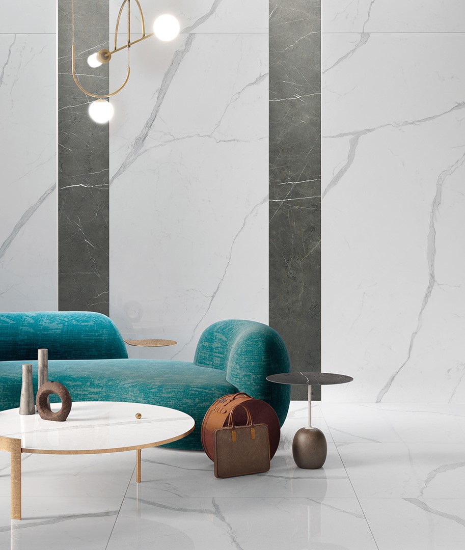 Керамогранит слэб MIRAGE STATUARIO FINE JL 01 LUC SQ 120х278x6 (Италия)