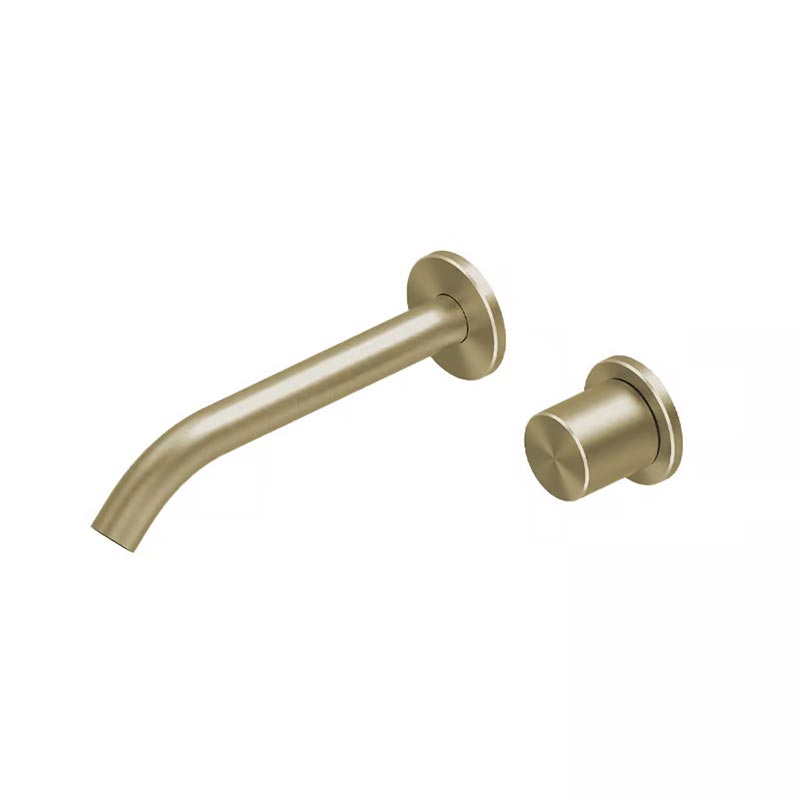 QuadroDesign HUM 2411OC Смеситель для раковины на 2 отверстия из стены с прогрессивным картриджем 200мм, цвет Light Gold