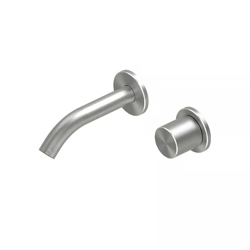 QuadroDesign HUM 2410AS Смеситель для раковины на 2 отверстия из стены с прогрессивным картриджем, цвет Brushed Stainless Steel