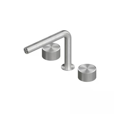 QuadroDesign STEREO 1631VAS Смеситель для раковины на 3 отверстия из столешницы с запорными вентилями, цвет Brushed Stainless Steel