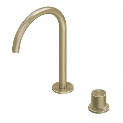 QuadroDesign HUM 2432OC Смеситель для раковины с прогрессивным картриджем на 2 отверстия из столешницы, цвет Light Gold