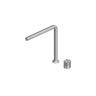 QuadroDesign MODO 1708TAS Смеситель для раковины на 2 отверстия из столешницы диаметр ручки 43мм, 259мм, цвет Brushed Stainless Steel