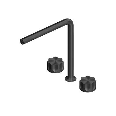 QuadroDesign MODO 1732VON Смеситель для раковины на 3 отверстия из столешницы с запорными вентилями 259mm, цвет Black Gold