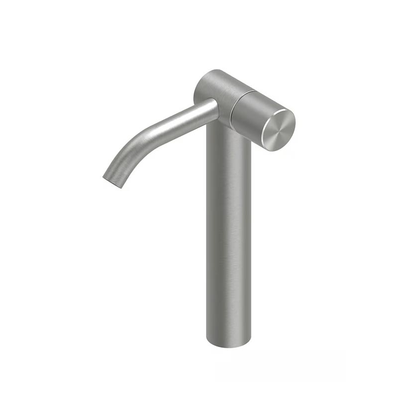 QuadroDesign HUM 2402TAS Смеситель для раковины на 1 отверстие из столешницы высокий, цвет Brushed Stainless Steel