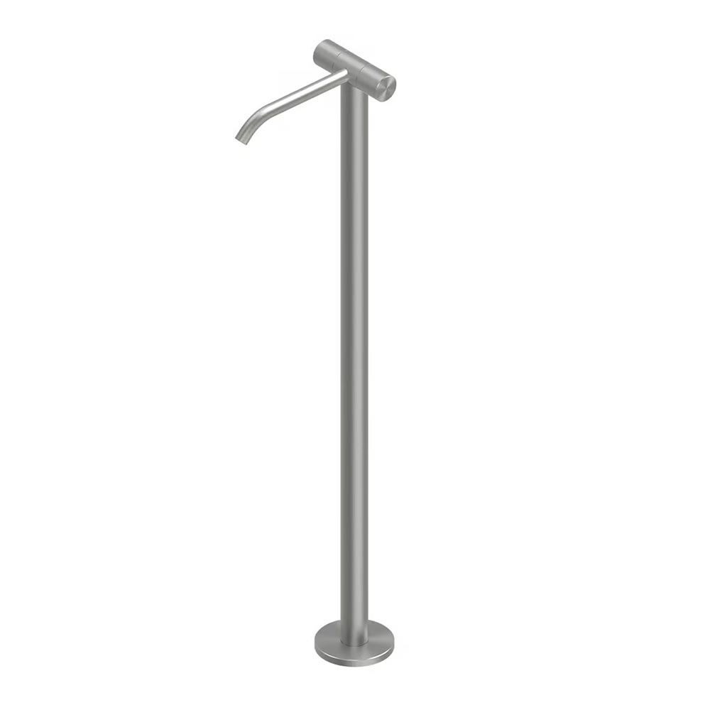 QuadroDesign HUM 2405VAS Смеситель для раковины напольный с запорными вентилями, цвет Brushed Stainless Steel