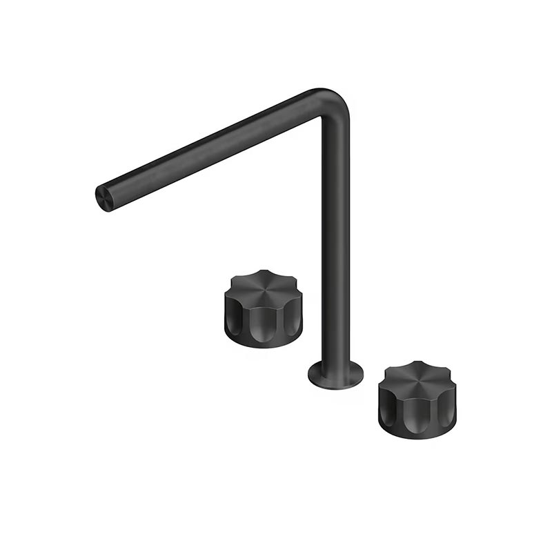 QuadroDesign MODO 1732VON Смеситель для раковины на 3 отверстия из столешницы с запорными вентилями 259mm, цвет Black Gold