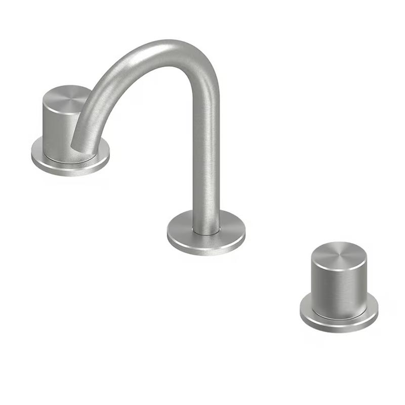 QuadroDesign HUM 2431VAS Смеситель для раковины на 3 отверстия из столешницы с запорными вентилями, цвет Brushed Stainless Steel